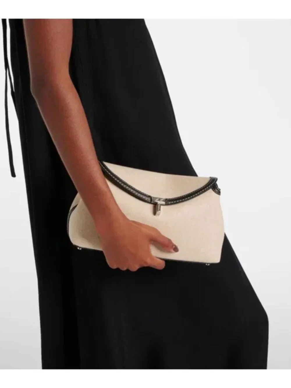 NWT TOTEME T-Lock Canvas Clutch Ecru Black Crossbody